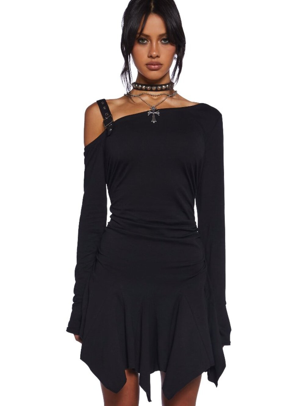 Dolls Kill Curren Mood Brooding Thoughts Mini Dress, Black Plus Size 3X NWTS